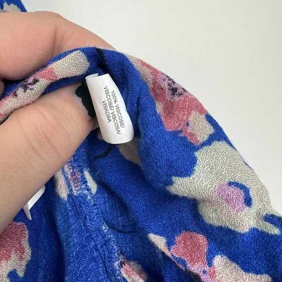 Lucky Brand Floral Peasant Top Blue Boho Long Sleeve Cold Shoulder Size Small - Picture 4 of 7